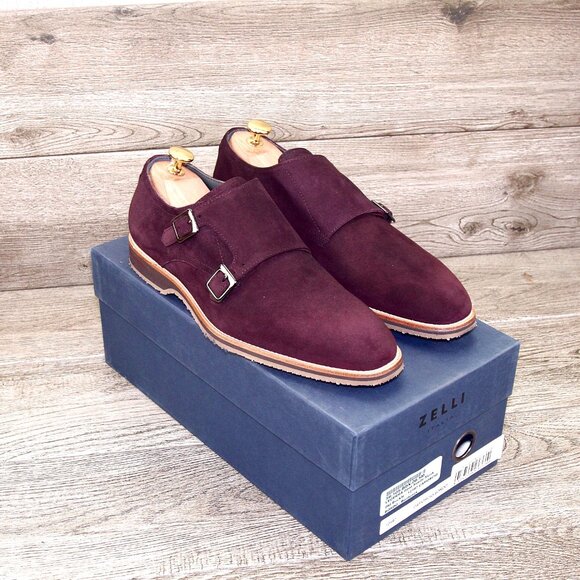 * NIB * $495 Nordstrom ZELLI Italia 8.5 M Bordo Goatskin Suede * add $15 Trees main image 16
